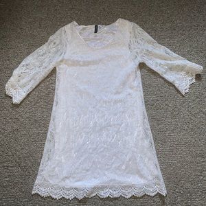 Bohemian festival white lace overlay dress h&m sz8